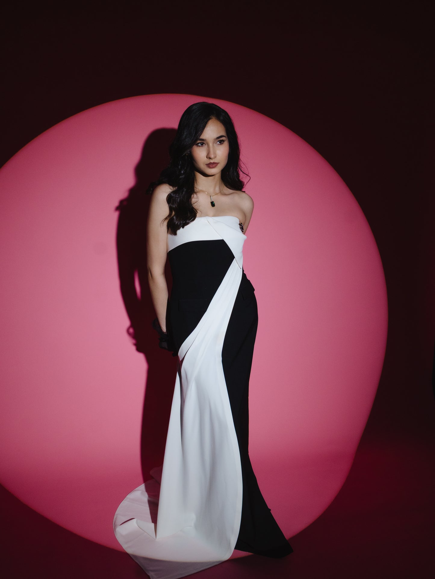 Ivory Drape Column Gown