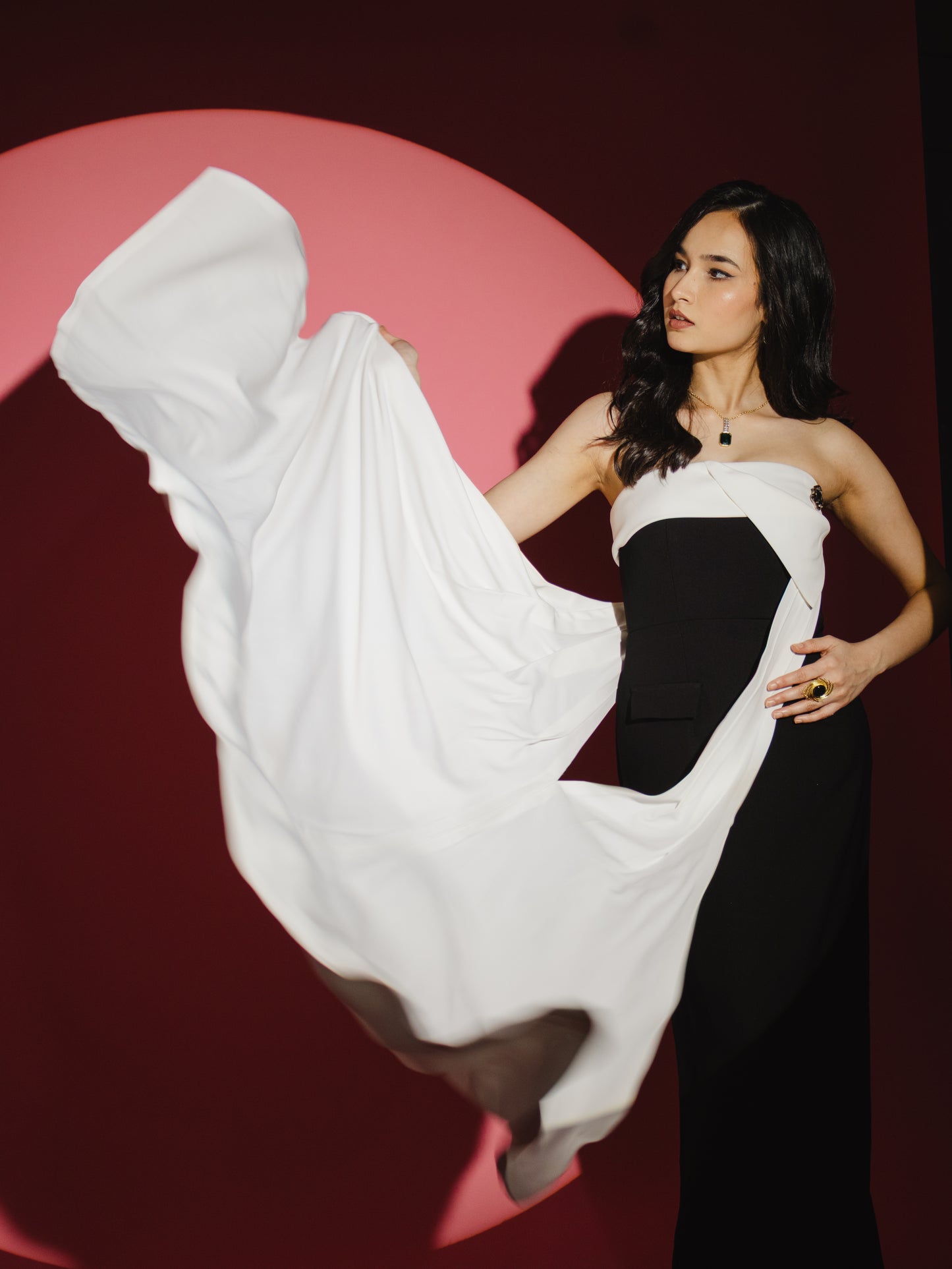 Ivory Drape Column Gown