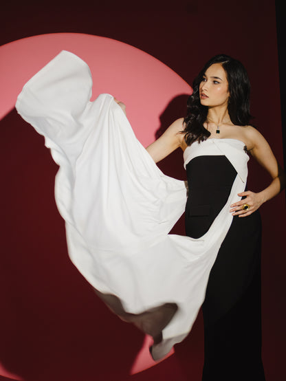 Ivory Drape Column Gown