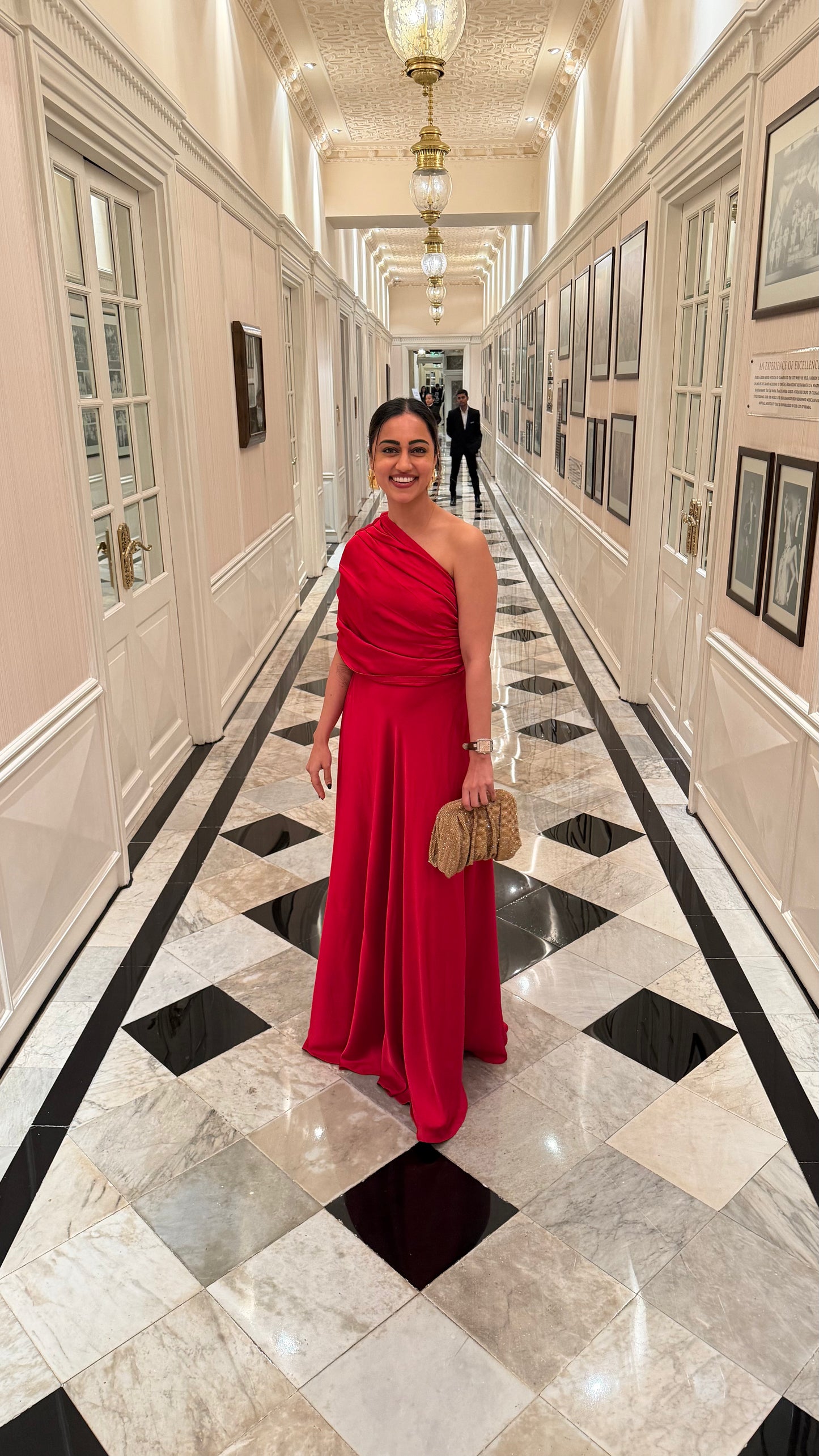 Scarlet Cape Pleat Gown