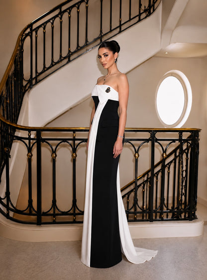 Ivory Drape Column Gown