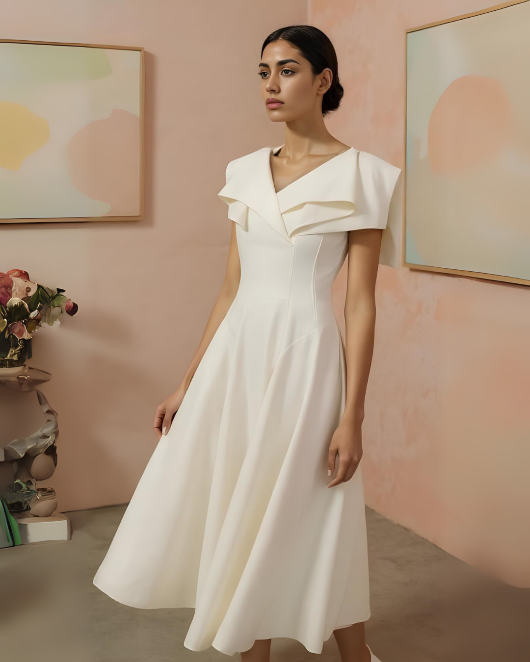 Origami Collar Midi