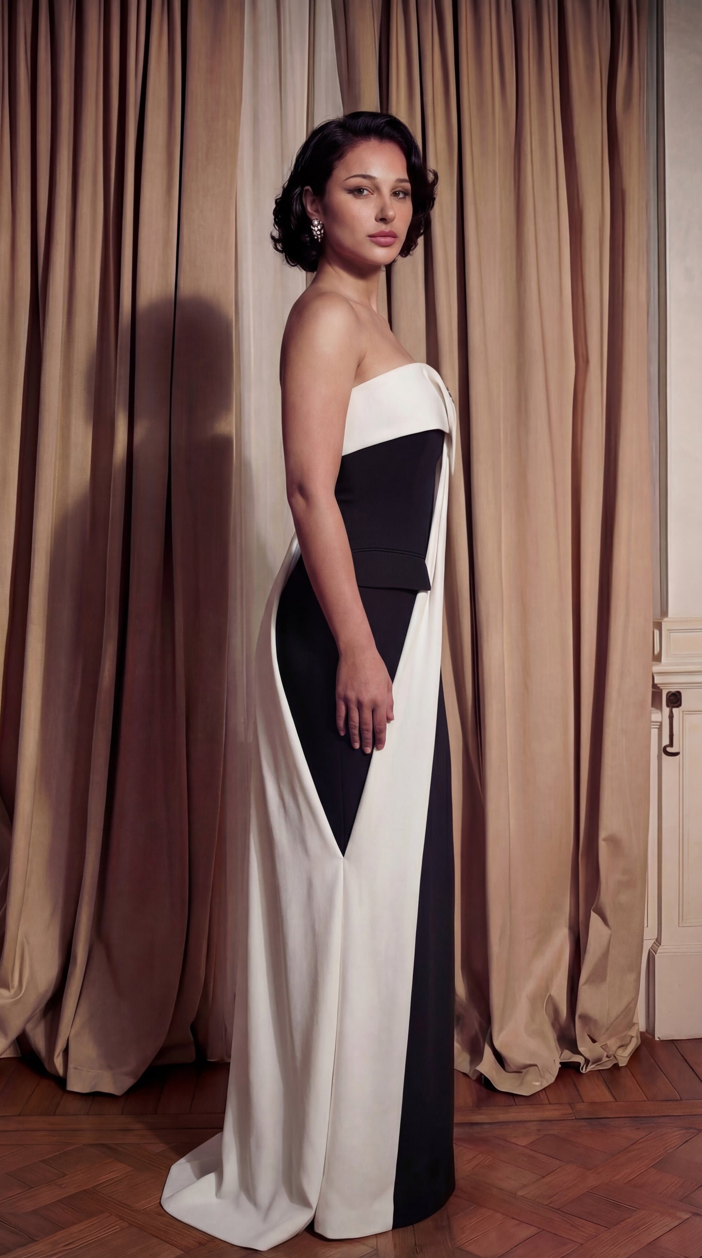 Ivory Drape Column Gown