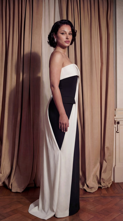Ivory Drape Column Gown
