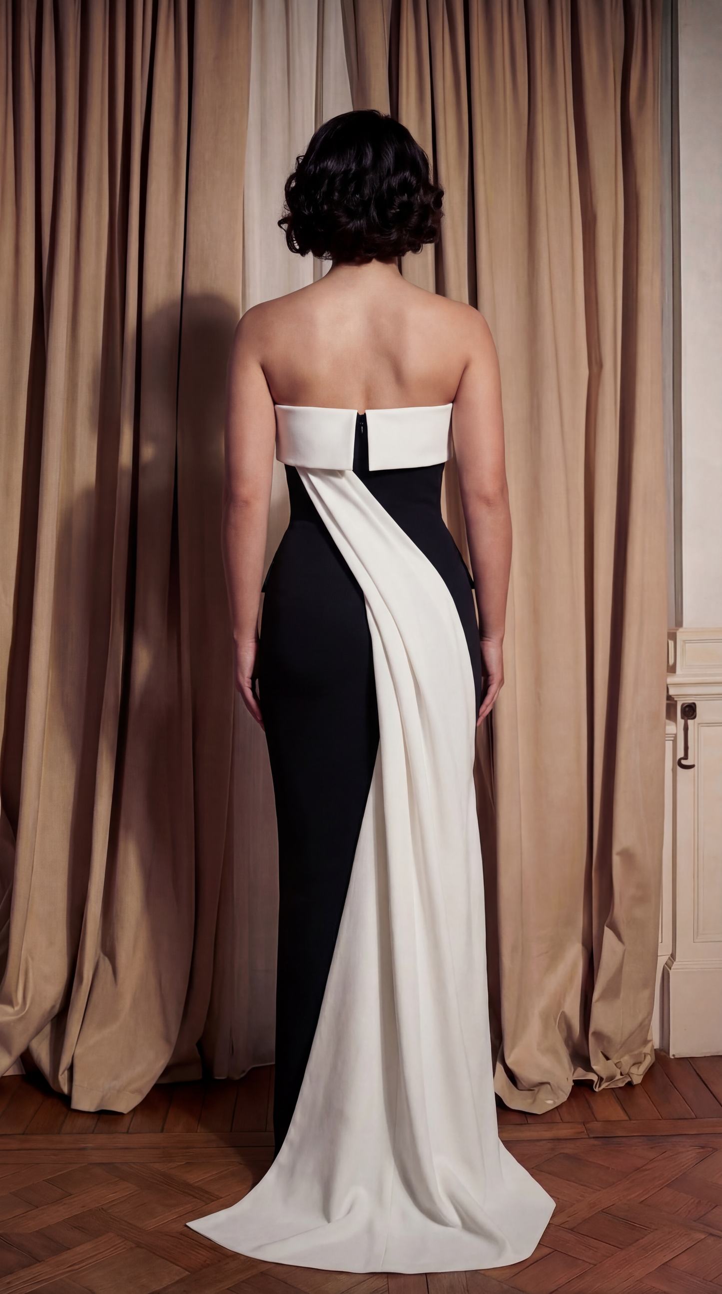 Ivory Drape Column Gown