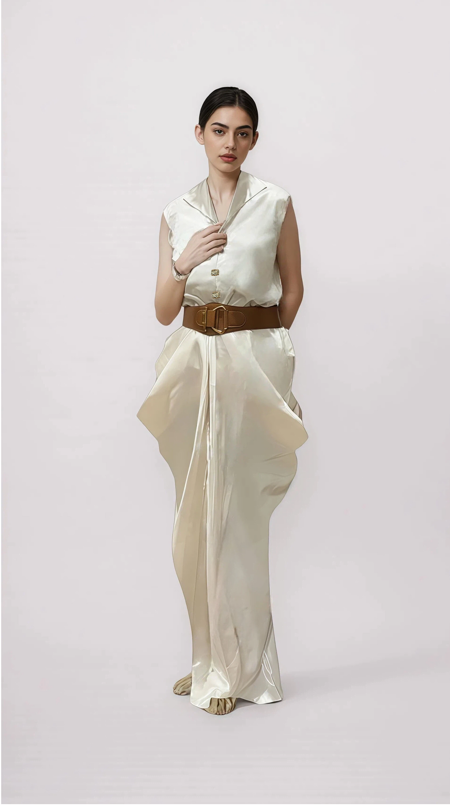 Petal Draped Gown (Ivory)