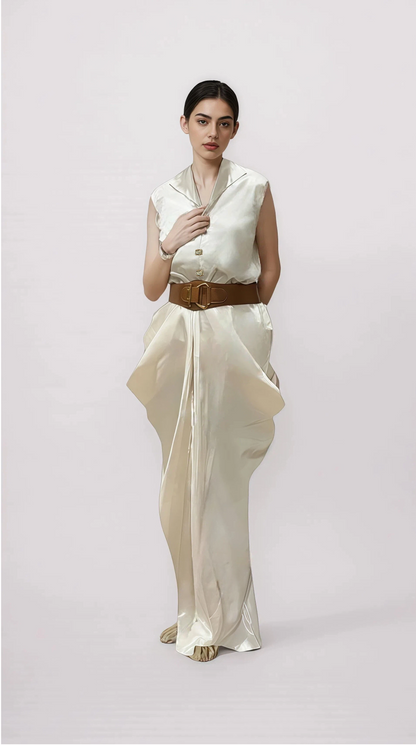 Petal Draped Gown (Ivory)