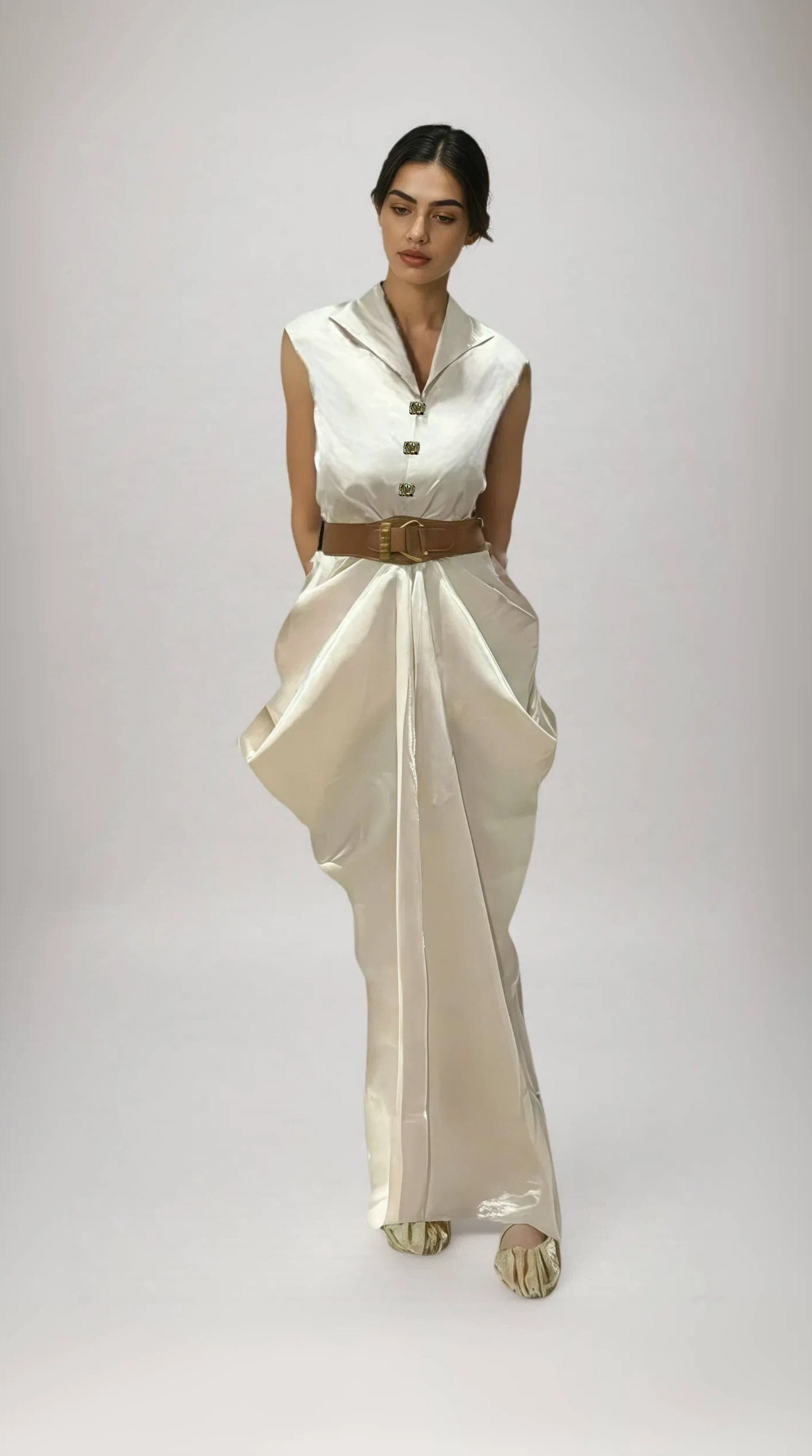 Petal Draped Gown (Ivory)