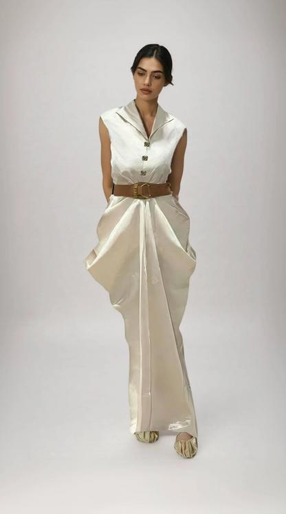 Petal Draped Gown (Ivory)