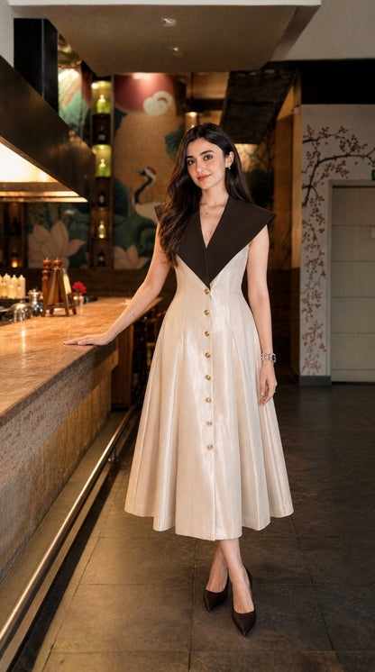 Noir Collar Champagne Dress
