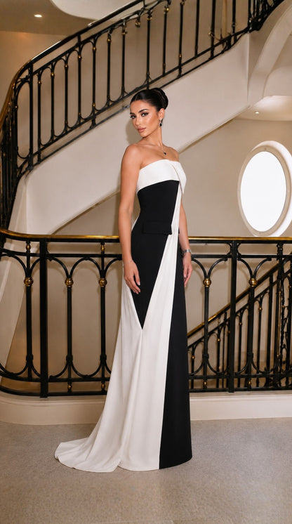 Ivory Drape Column Gown