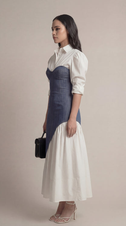 Denim Corset Shirt Midi